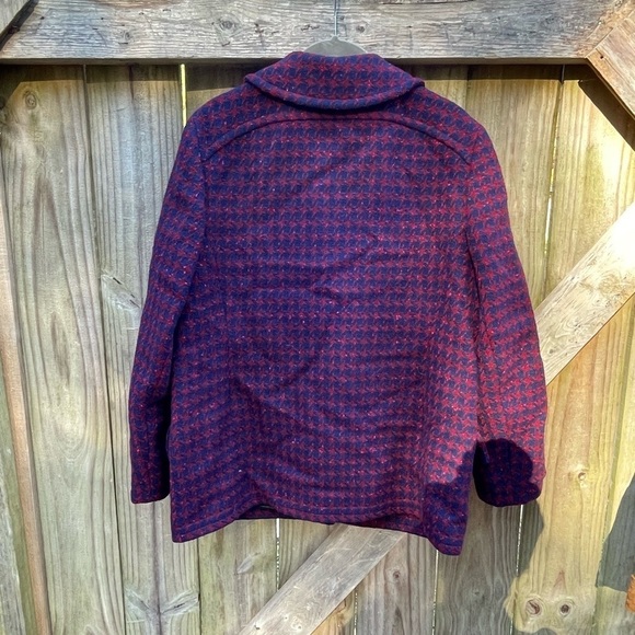 Vintage Pendleton 100% Virgin Wool Made in USA Houndstooth Pea Coat - Picture 6 of 10